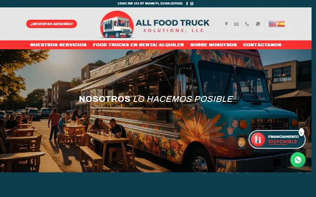 Portada del sitio de All Food Truck Solutions